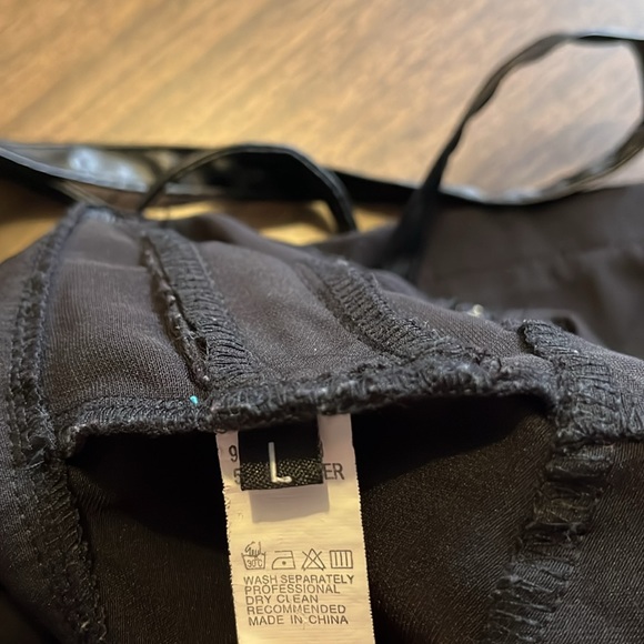 Goth Black Skirt With Faux Leather Suspenders - Picture 3 of 3